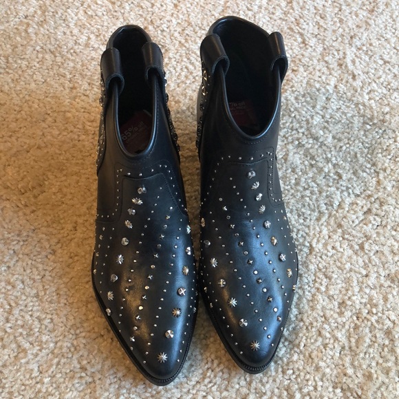 Sam Edelman Brian Western black silver stud Boot bootie shoe 6 and 6.5 cowboy - Picture 2 of 7